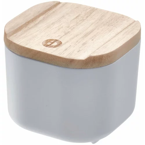 iDesign siva kutija za pohranu s poklopcem od drveta paulovnije Eco, 9 x 9 cm
