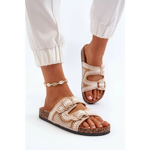 Kesi Women's slippers with cork soles, Beige Fannea