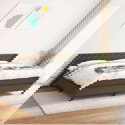  Box spring postelja z vzmetnico temno rjava 180x200 cm blago, (20930319) Slike