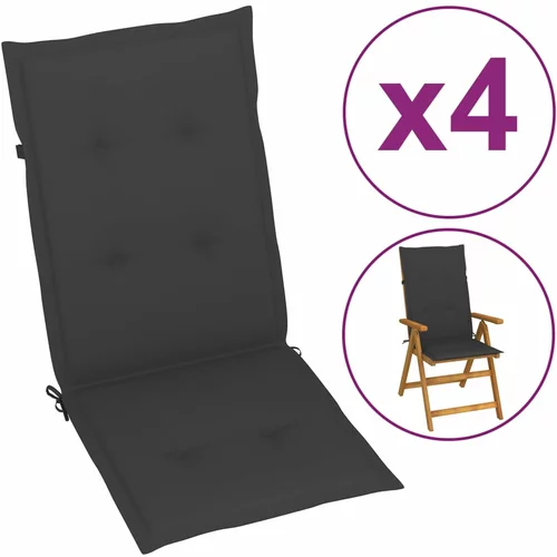 vidaXL jastuci za vrtne stolice 4 kom antracit 120x50x3 cm