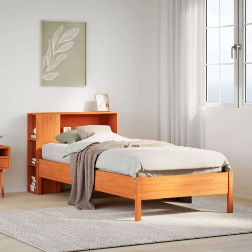 VidaXL Krevet s regalom za knjige bez madraca 90 x 200 cm od borovine Slike
