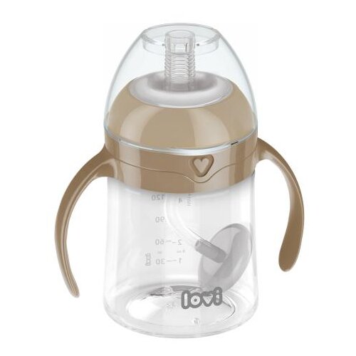 Lovi First Cup With Weighted Straw Brown 6m+ šalica sa slamčicom i utegom 150 ml za otroke Cijene
