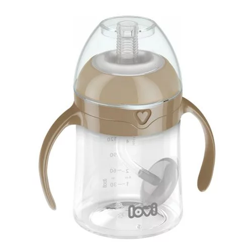 Lovi First Cup With Weighted Straw Brown 6m+ skodelica 150 ml za otroke