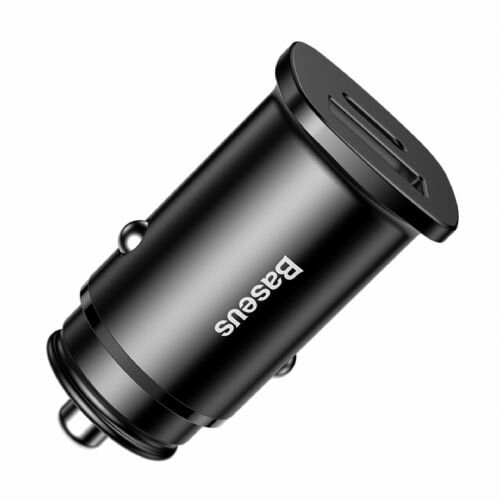 Baseus pretvornik usb - 12V avtomobilski, 30W 1x tip a, 1x tip c, pd, qc, črn, Slike
