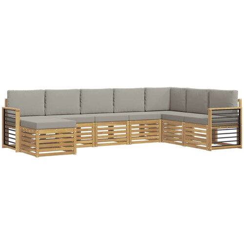  Set vanjskih sofa 8 kom. Bijela i svjetlosiva Poliester Smeđa 306 x 187,5 x 73 cm Slike