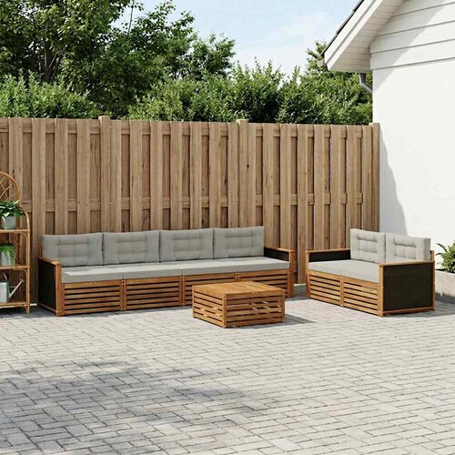  Set vanjskih sofa 7 pcs Prirodna i svjetlosiva Poliester Cijene