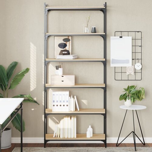 vidaXL Knjižna omara 6-nadstropna sonoma hrast 80x30x188 cm inž. les Cene