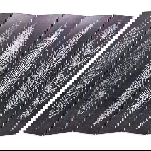 vidaXL zložljiv paravan 228x170 cm perje črn in bel Cene