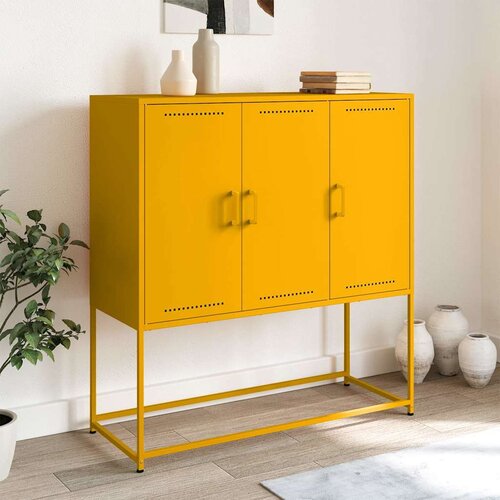  Visoka komoda boja senfa 100,5 x 39 x 107 cm čelična Cene