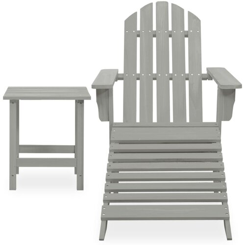 Maison Chic Vrtni Stoli - Stol za vrt Adirondack z naslonom za noge in mizo les jelke siv JS609, (21878597) Slike