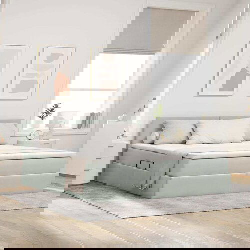 vidaXL Krevet S LED lampica Svijetlo siva 180 x 200 cm Baršun Cene