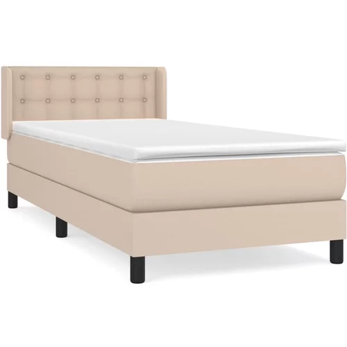 vidaXL Box spring postelja z vzmetnico kapučino 90x190 cm umetno usnje, (20902011)