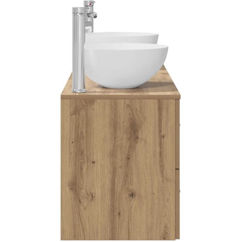  Set ormarića za kupaonicu 3 kom. Hrast artisan 129 x 35 x 80 cm Slike