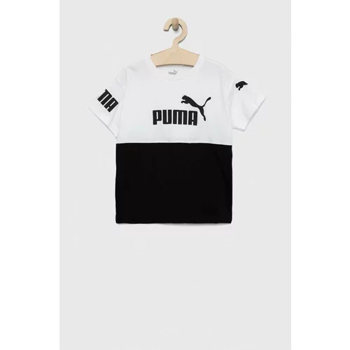 Puma Otroška bombažna kratka majica POWER Tee B bela barva