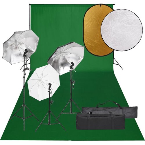 vidaXL komplet za foto studio z lučmi, ozadjem in odbojnikom Cene