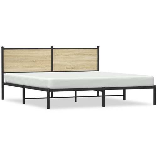 vidaXL Kovinski posteljni okvir z vzglavjem sonoma hrast 180x200 cm Cene