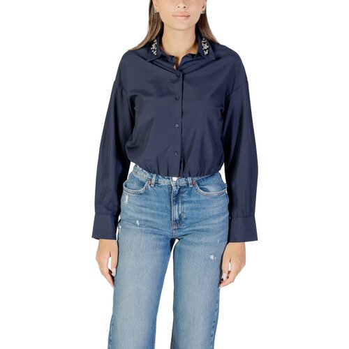 Only Srajce &amp;amp; Bluze ONLRIA LIFE LS EMBELIS BALLOON SHIRT WVN 15354866 Modra Slike