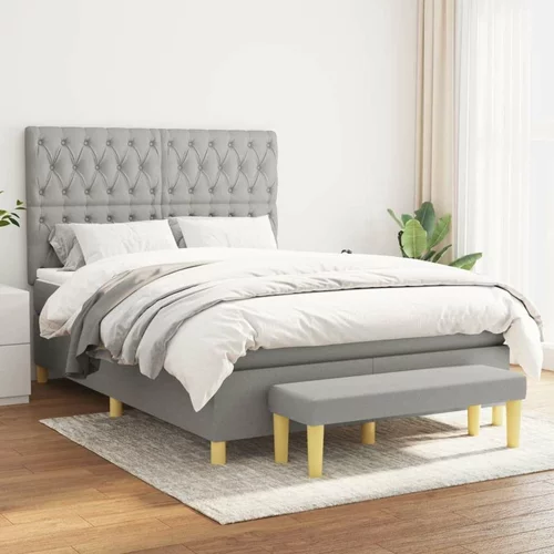  Box spring postelja z vzmetnico svetlo siva 140x200 cm blago, (20726024)