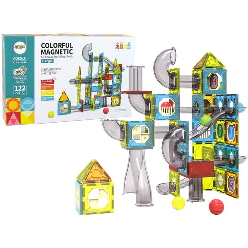 Lean Toys proga z ovirami iz magnetnih kock 122 elementov Slike