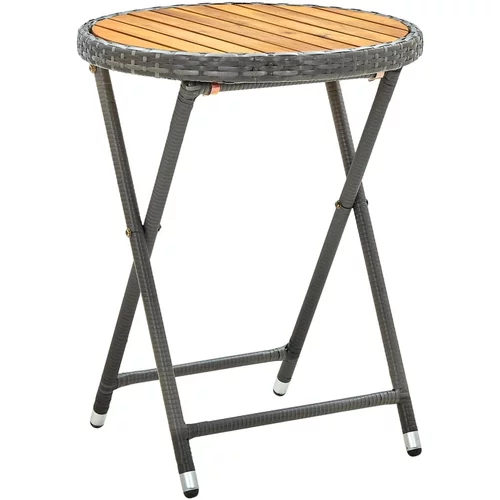 vidaXL Čajna mizica siva 60 cm poli ratan in trden akacijev les, (20625570)