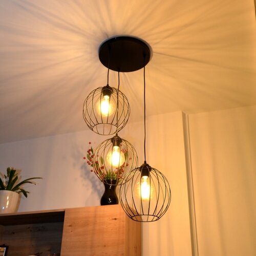  LED luster na sajli MERCURE 3xE27/15W/230V, prečnika 50 cm, crne boje Slike