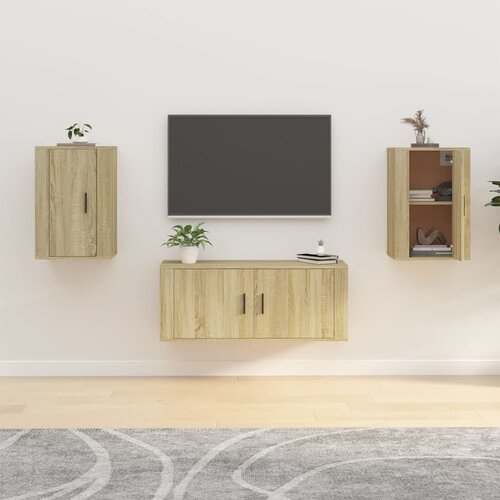 The Living Store Stenska TV omarica 2 kosa sonoma hrast 40x34,5x60 cm - Stenska TV Omarica, (21375228) Slike