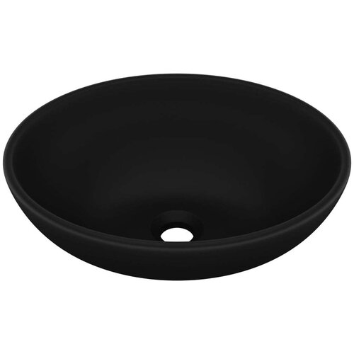 VidaXL Razko&amp;scaron;en umivalnik ovalen mat črn 40x33 cm keramičen Slike