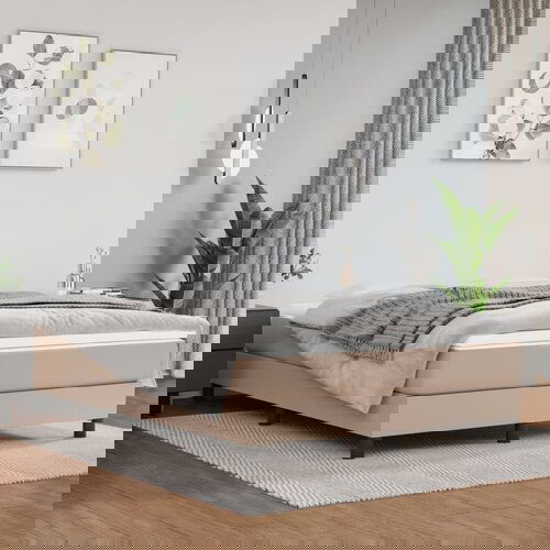 VidaXL Box spring postelja z vzmetnico kapučino 140x200cm umetno usnje Slike