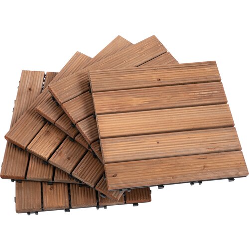Outsunny Zunanje ploščice za lesene vrtne pode, komplet 27 kosov, 2,5 m², zaporne, 30x30 cm, rjave barve, (20755474) Cene