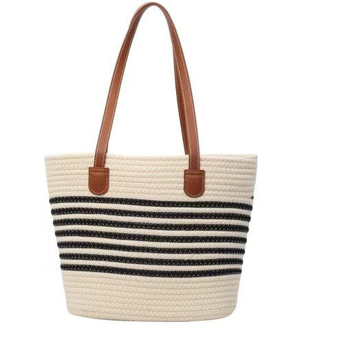 INF Velika slamnata torba za na plažo v francoskem stilu Beige, (21684506) Cene