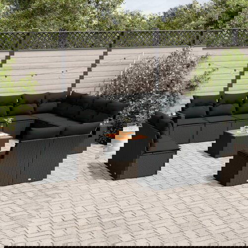 vidaXL 13-dijelni set vrtnih sofa s jastucima poliratan crni Cijene