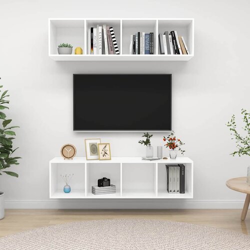  Zidni TV ormarići 2 kom bijeli od konstruiranog drva Bijela Slike