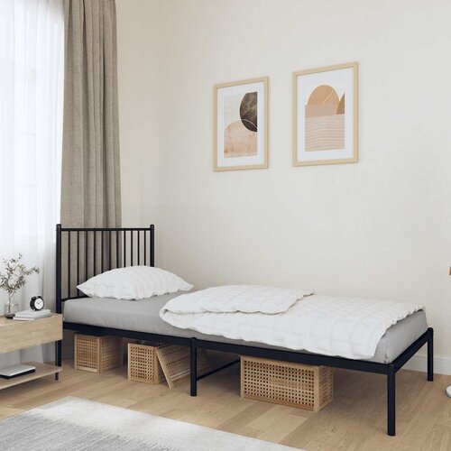  Metalni okvir za krevet s uzglavljem crni 90x190 cm Cene