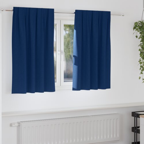 vidaXL Zavese z zavesami 2 pcs Temno modra 140 x 140 cm Poliester Cene