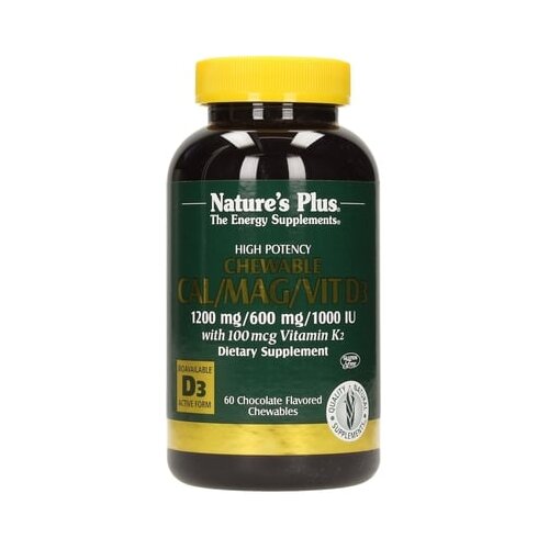 Nature's Plus kalcij/Magnezij/Vitamin D3 z Vitaminom K2 žvečilne tablete - okus čokolada Cene