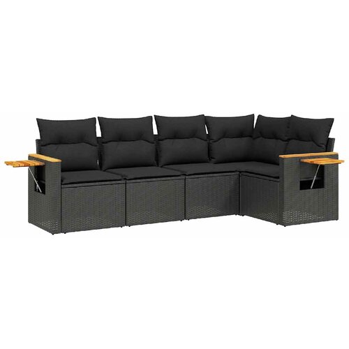  5-dijelna vrtna garnitura od poliratana s jastucima crna 62 x 62 x 69 cm Slike