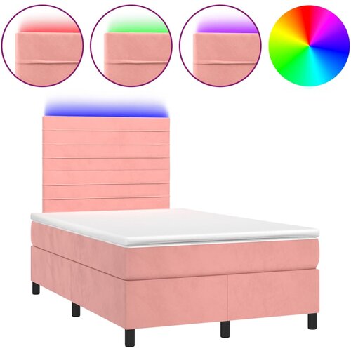 Maison Chic Box spring postelja - Vzmetna postelja z vzmetnico LED roza 120x200 cm žamet SL3186, (21903550) Cene