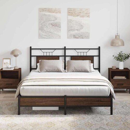 vidaXL Posteljni okvir brez vzmetnice rjavi hrast 150x200 cm inž. les Cene