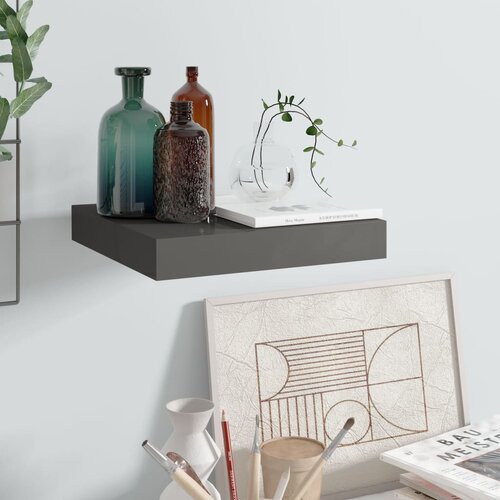 vidaXL Plutajuća zidna polica visoki sjaj siva 23 x 23,5 x 3,8 cm MDF Cijene