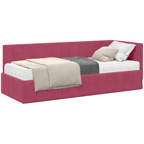  Kutni krevetni okvir s madracem 2 kom. Vinska crvena 80 x 200 cm Slike