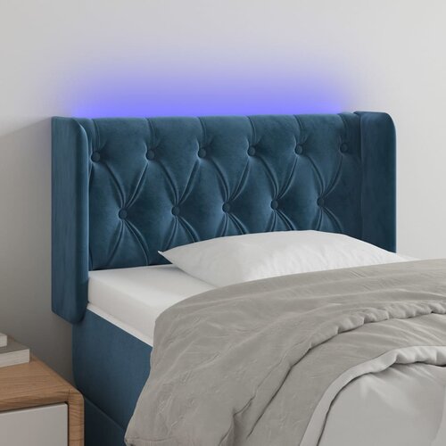 vidaXL LED posteljno vzglavje temno modro 83x16x78/88 cm žamet Cene