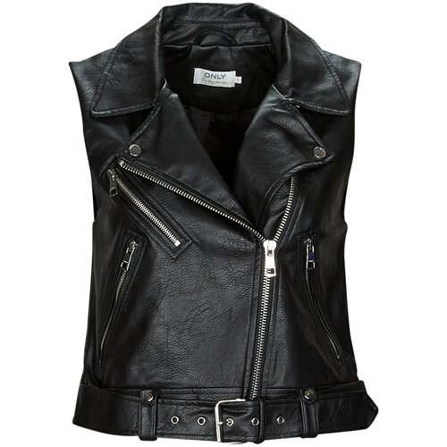 Only ONLVERA FAUX LEATHER WAISTCOAT Crna Slike