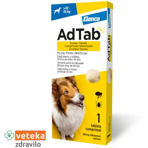 AdTab tableta proti zajedalcem za pse, 22-45kg/900mg