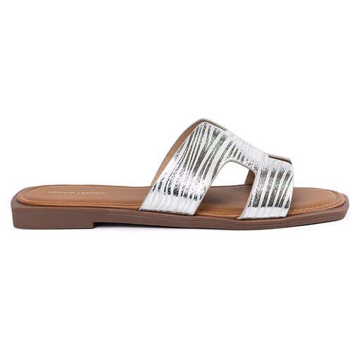 Sergio Leone Silver flip flops with square toe Cene