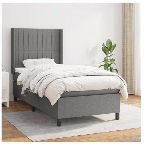  Box spring postelja z vzmetnico temno siva 100x200 cm blago Cene