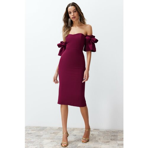 Trendyol Purple Rose Accessory Elegant Evening Dress Slike