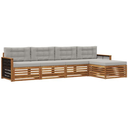 vidaXL Zunanja garnitura za sedenje 5 pcs Naravna in svetlo siva, (5000280394) Cene