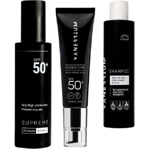 Vanessium Set Sprej za sunčanje - lice i telo 100ml, &amp;Scaron;ampon posle sunčanja 200ml, Krema za lice Hyaluron-om SPF50+ 50ml Slike
