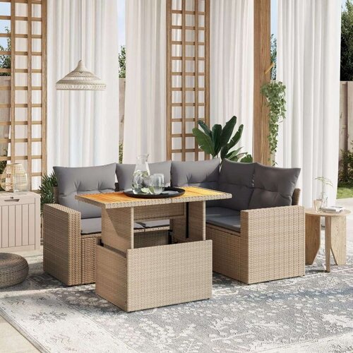  5-dijelni vrtni set sofa s jastucima bež od poliratana Cijene