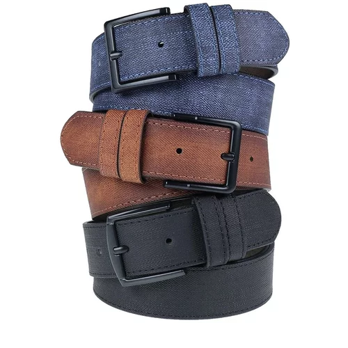 Dewberry R0928 Set Of 3 Mens Belt For Jeans And Canvas-BLACK-NAVY-TABA